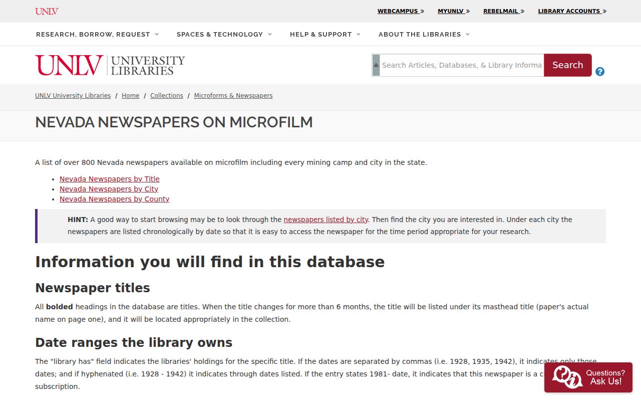 Paradise city directory research with UNLV Nevada newspaper microfilm