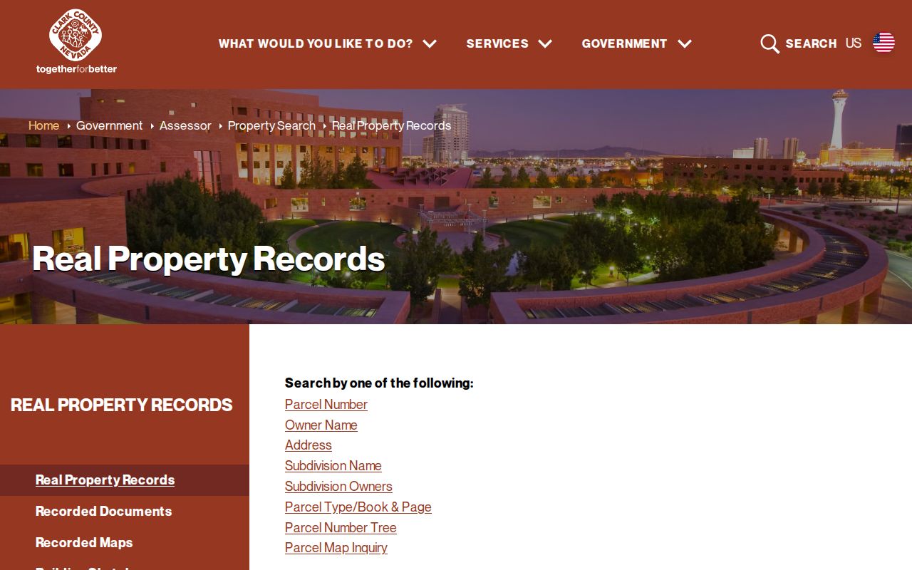 Paradise residents directory Clark County real property records page