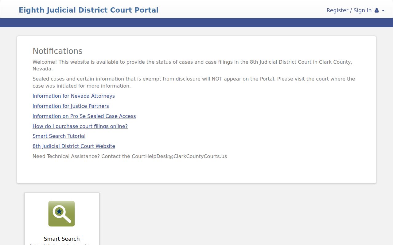 Paradise residents directory Eighth Judicial District Court search portal